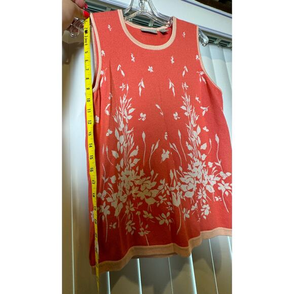 Nordstrom Coral Pink Floral Sweater Tank‎ Sleeveless Sweater Knit Set EUC - Picture 10 of 16